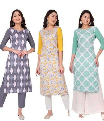 Stylish Crepe Kurti For Women Combo Of 3