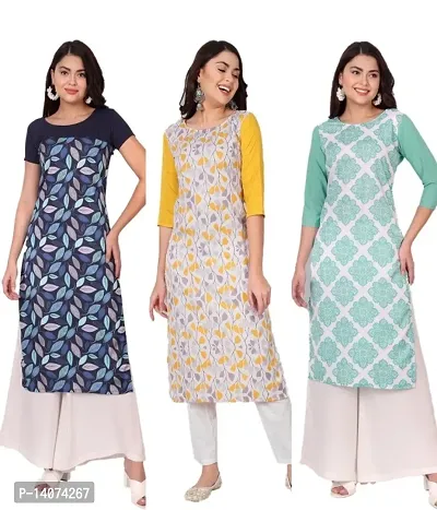 Stylish Crepe Printed Kurti For Women Combo Of 3