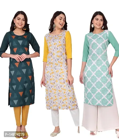 Stylish Crepe Printed Kurti For Women Combo Of 3