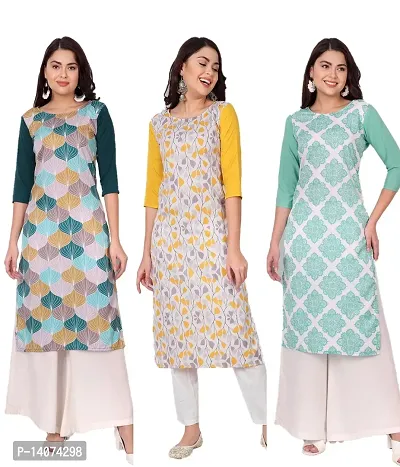 Stylish Crepe Printed Kurti For Women Combo Of 3