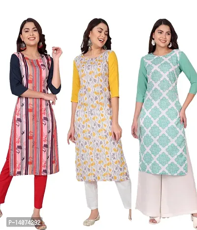 Stylish Crepe Printed Kurti For Women Combo Of 3-thumb0