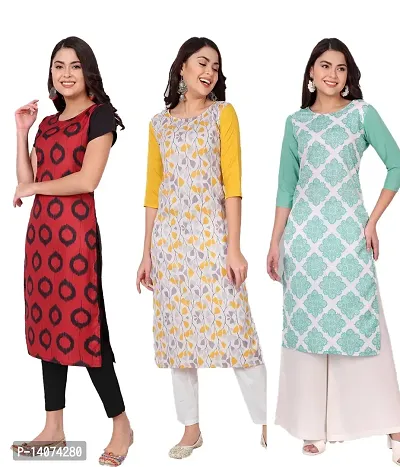 Stylish Crepe Printed Kurti For Women Combo Of 3