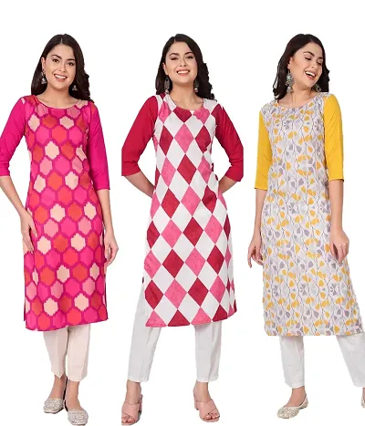 Stylish Crepe Kurti For Women Combo Of 3