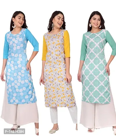 Stylish Crepe Printed Kurti For Women Combo Of 3