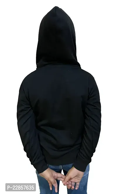 Pretty Black Long Sleeve Printed Full Sleeve Sweatshirt With Hoodie-thumb2