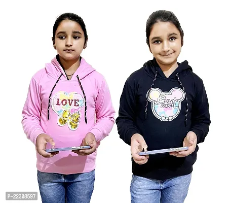 SMILE IN LIFE Girls Full Sleeve Sweatshirt with Hoodie (Pack Of 2)-thumb0