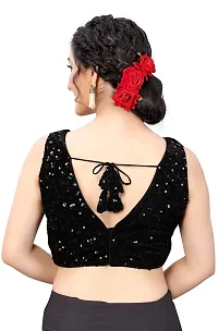 Mahotsav Women's Black Velvet Stitched Padded Blouse-thumb3