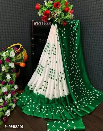 Stylish Crepe Green Saree with Blouse Piece For Women