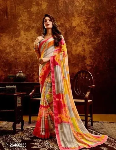 Stylish Georgette Multicoloured Saree with Blouse Piece For Women