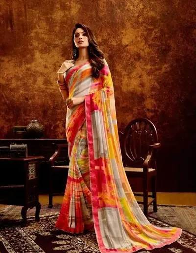 Trendy Multicoloured Georgette Sarees With Blouse Piece