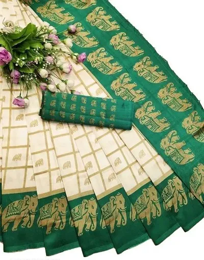 Trending Art Silk Saree with Blouse piece 