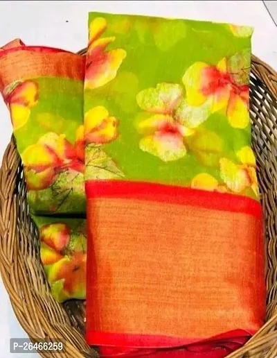 Stylish Cotton Silk Multicoloured Saree with Blouse Piece For Women