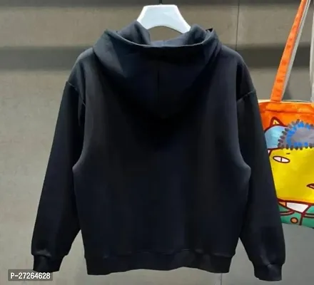 Stylish Cotton Blend Black Solid Pullover Sweatshirts For Men