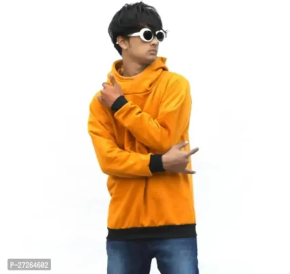 Stylish Cotton Blend Yellow Solid Pullover Sweatshirts For Men