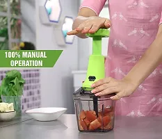 Push Chopper, 6 Blade  Large 1000 ML Cup, Quick Manual Hand Held Chopper to Chop  Cut Vegetables, Fruits, Onion , Salad, Indian Dishes with Easy Push and Close Button (Multicolor)-thumb3