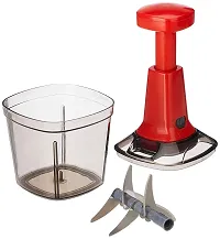 Push Chopper, 6 Blade  Large 1000 ML Cup, Quick Manual Hand Held Chopper to Chop  Cut Vegetables, Fruits, Onion , Salad, Indian Dishes with Easy Push and Close Button (Multicolor)-thumb1