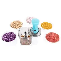 Push Chopper, 6 Blade  Large 1000 ML Cup, Quick Manual Hand Held Chopper to Chop  Cut Vegetables, Fruits, Onion , Salad, Indian Dishes with Easy Push and Close Button (Multicolor)-thumb2