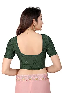 Fusion Trendz readymade green blouse with elbow sleeve and round neck for women saree choli and shrug-thumb1