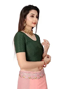 Fusion Trendz readymade green blouse with elbow sleeve and round neck for women saree choli and shrug-thumb2
