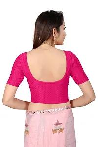Fusion Trendz readymade pink blouse with elbow sleeve and round neck for women saree choli and shrug-thumb1