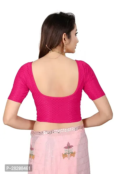 Fusion Trendz readymade pink blouse with elbow sleeve and round neck for women saree choli and shrug-thumb2