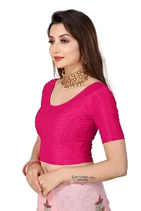 Fusion Trendz readymade pink blouse with elbow sleeve and round neck for women saree choli and shrug-thumb2