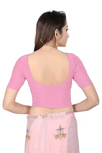 Fusion Trendz readymade baby pink blouse with elbow sleeve and round neck for women saree choli and shrug-thumb1