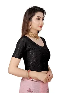 Fusion Trendz readymade black blouse with elbow sleeve and round neck for women saree choli and shrug-thumb1