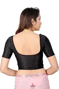 Fusion Trendz readymade black blouse with elbow sleeve and round neck for women saree choli and shrug-thumb2