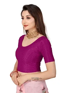 Fusion Trendz readymade purple blouse with elbow sleeve and round neck for women saree choli and shrug-thumb2