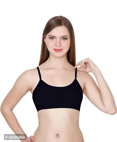 Stylish Black Cotton Blend Solid Bras For Women-thumb0