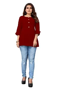 Formal Regular Sleeves Solid Women| Short Kurti | Woman Kurti Top| Office Wear Top | Tops and Tunics-thumb1