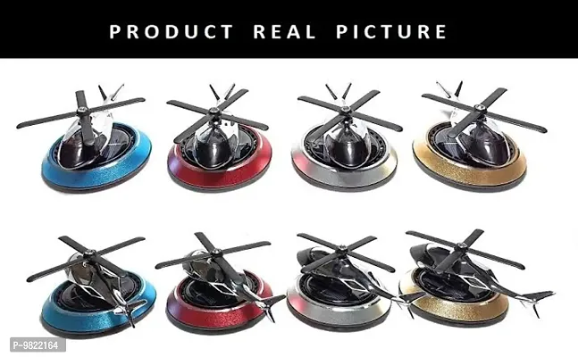 Premium New Helicopter Alloy Solar Car Air Freshener Aromatherapy Car Interior Decoration Accessories Fragrance for Home Office Decoration Perfume Solar Helicopter(Assorted ) Multicolor-thumb3