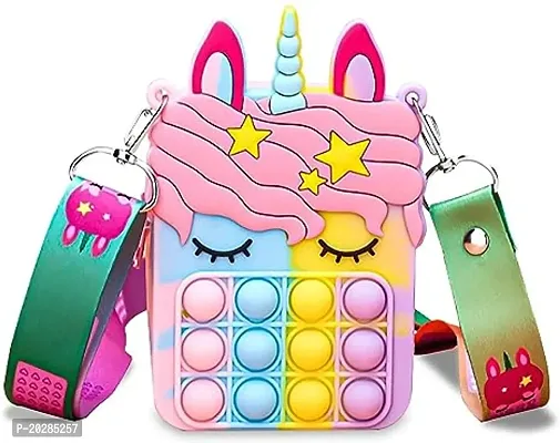 Unicorn Small Pop Purse for Women Shoulder Pop Bag, Fidget Toys Pop Fidget Backpack Toy for Anxiety School Backpack Silicone Bag Pop for Girls (Multi Color) PACK OF 1