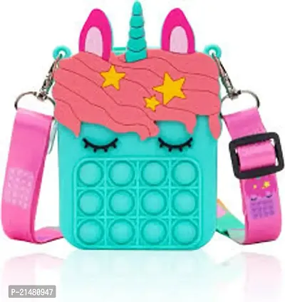 Unicorn Pop It Sling Bag for Kids | Unicorn popit | Unicorn Bag for Girls | Bubble Fidget Push Pop Fidget Toy | pop it sling | pop up pouch for girls - Multicolor