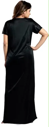 Classic Satin Solid Nighty for Women with Upper Shrug-thumb1