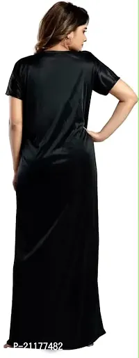 Classic Satin Solid Nighty for Women with Upper Shrug-thumb2