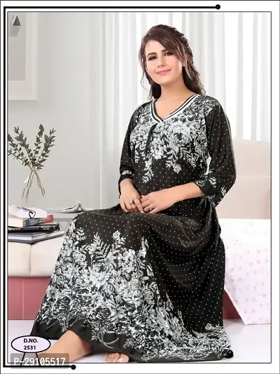 Classic Satin Printed Nighty for Women