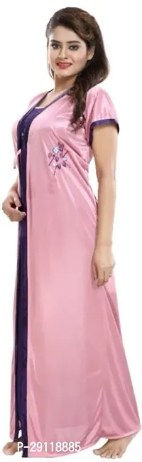 Classic Satin Solid Nighty with Robe for Women-thumb0