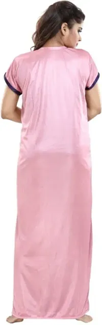 Classic Satin Solid Nighty with Robe for Women-thumb2