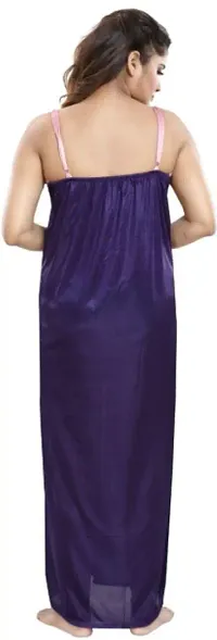 Classic Satin Solid Nighty with Robe for Women-thumb1