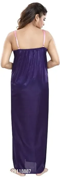 Classic Satin Solid Nighty with Robe for Women-thumb2