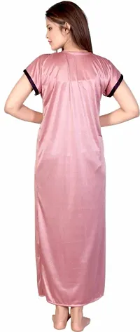 Classic Satin Solid Nighty with Robe for Women-thumb2