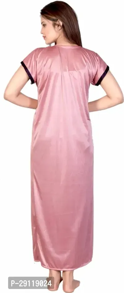 Classic Satin Solid Nighty with Robe for Women-thumb3