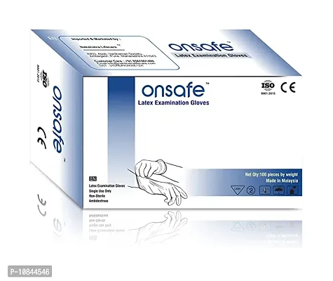 Onsafe Latex Medical Examination Disposable Powdered Hand Gloves -100 Pieces Each Pack Large,White Medium, Pack Of 1-thumb0