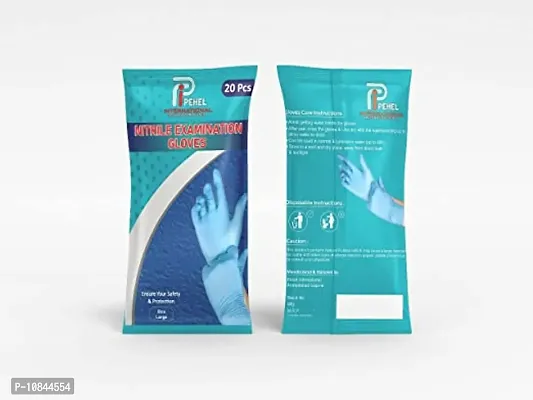 Pehel International Nitrile Powder-Free Hand Gloves - Pack Of 20 Blue White, Large-thumb0