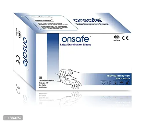 Onsafe Latex Medical Examination Disposable Powdered Hand Gloves -100 Pieces Each Pack Large Small, Pack Of 1,White