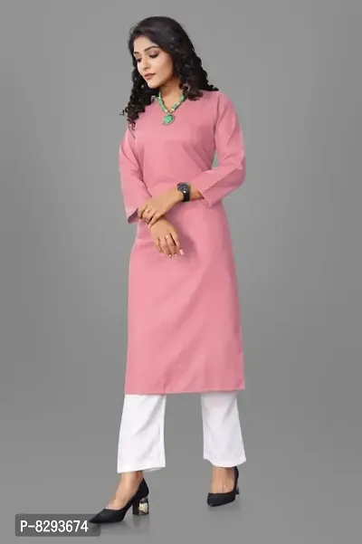 Beautiful Cotton Solid Straight Kurta With Pant For Women
