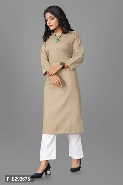 Beautiful Cotton Solid Straight Kurta With Pant For Women-thumb0
