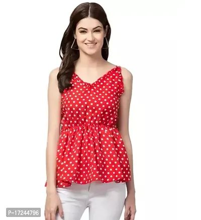 Elegant Red Viscose Printed Tunic For Women-thumb0